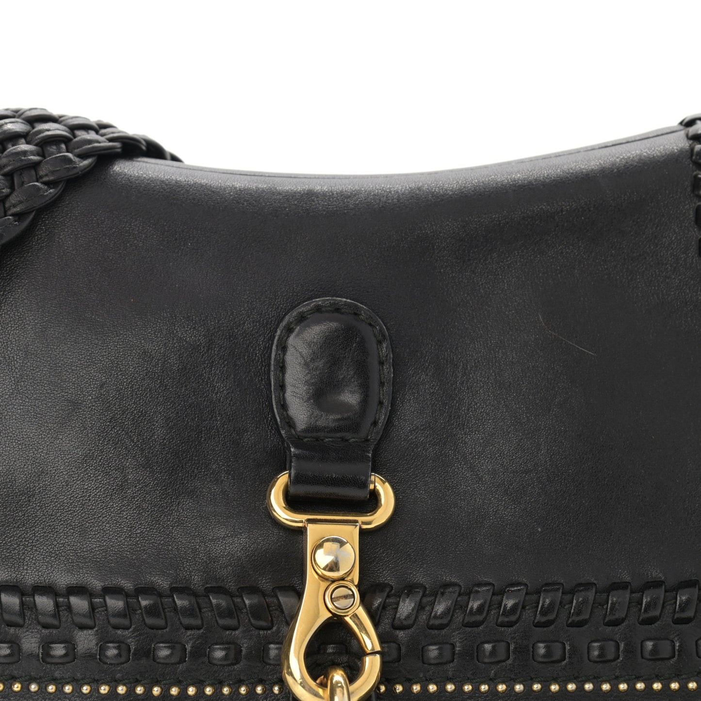 Calfskin Handmade Medium Flap Shoulder Bag Black