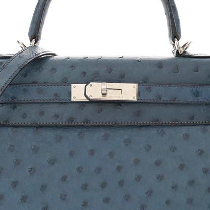 Hermes Ostrich Kelly Sellier 28 Bleu Roi 8 of 14