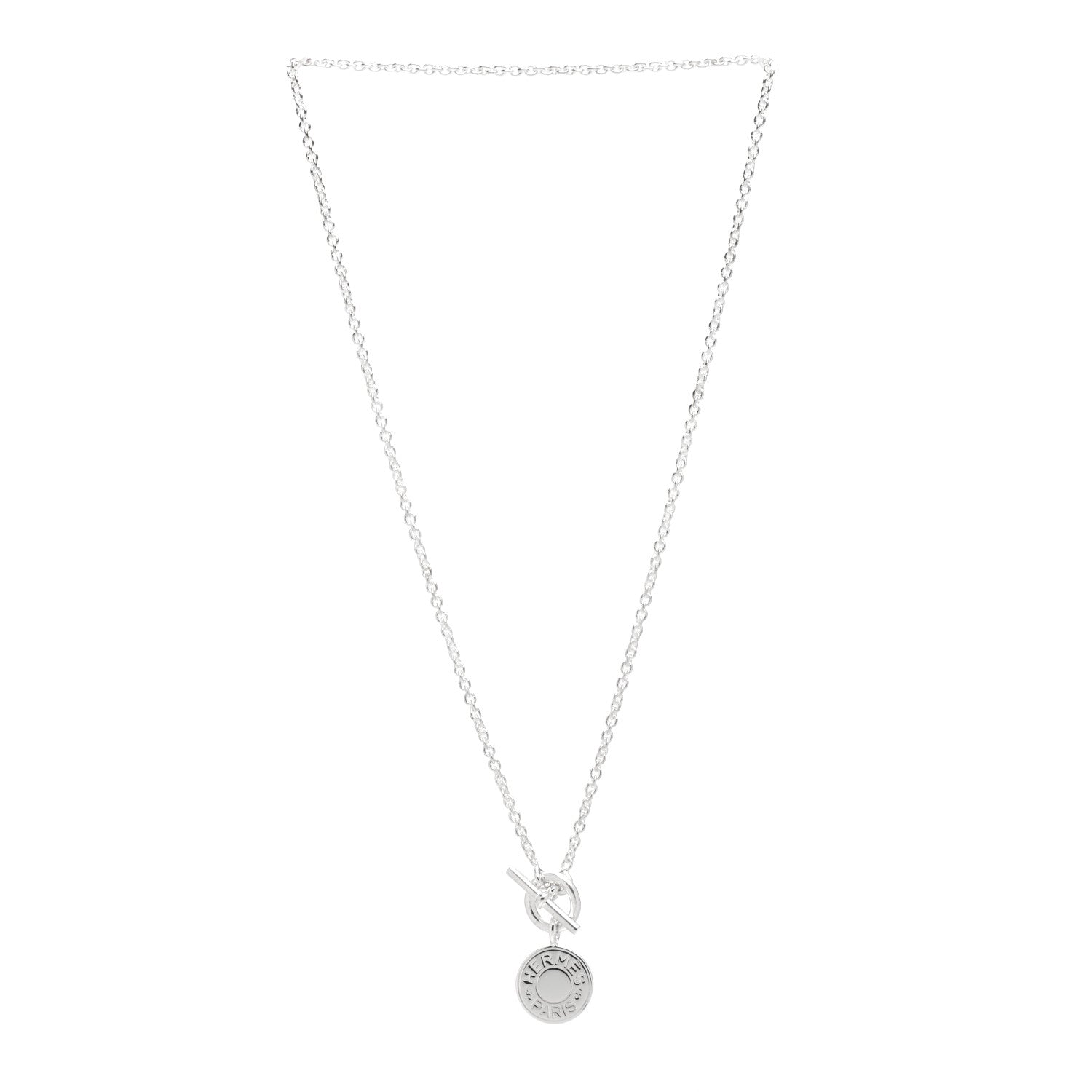 Hermes Sterling Silver Mini Clou de Selle Charm Pendant Necklace 3 of 5