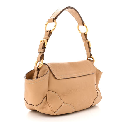 Prada Vitello Daino Flap Shoulder Bag Sughero 3 of 12