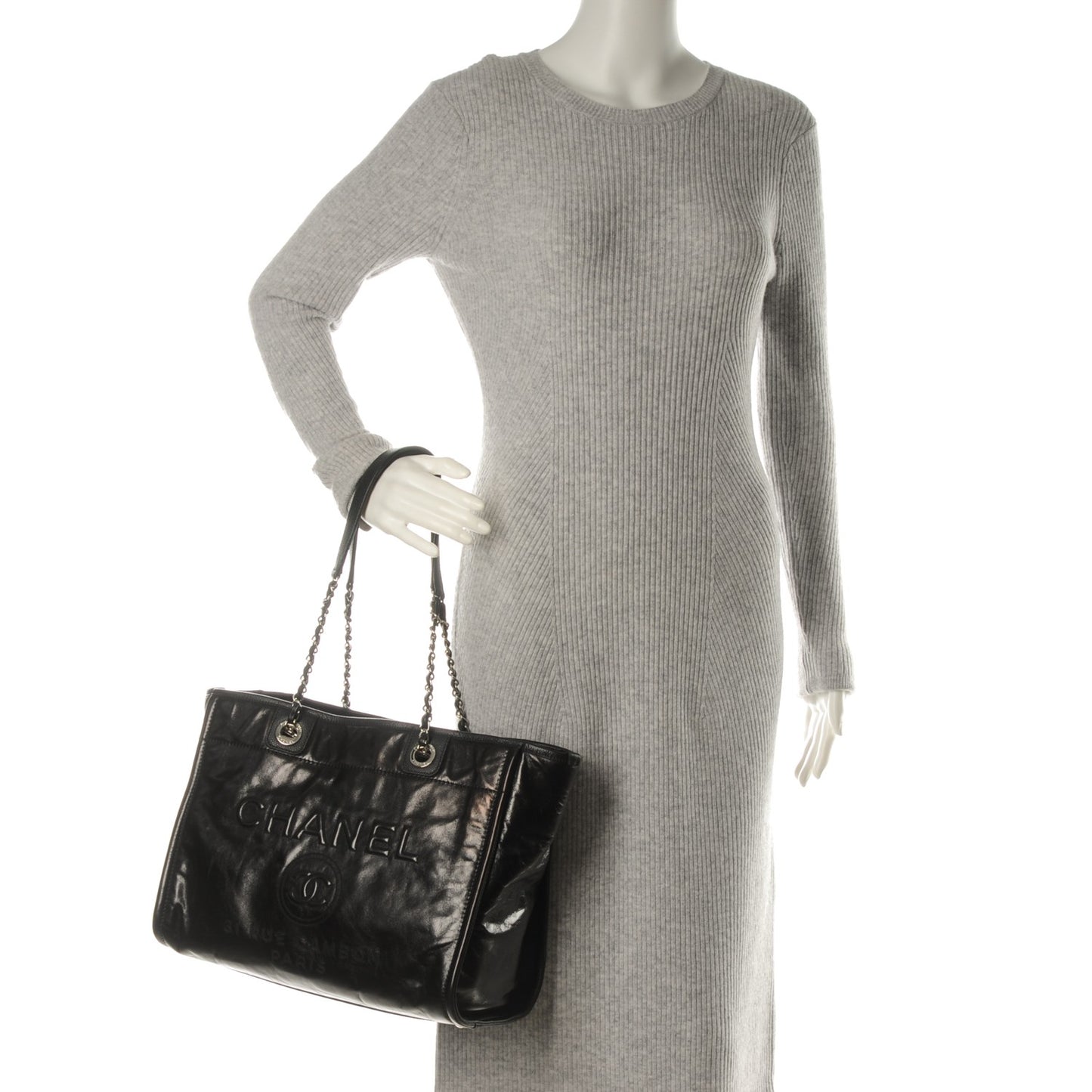 Calfskin Small Deauville Tote Black