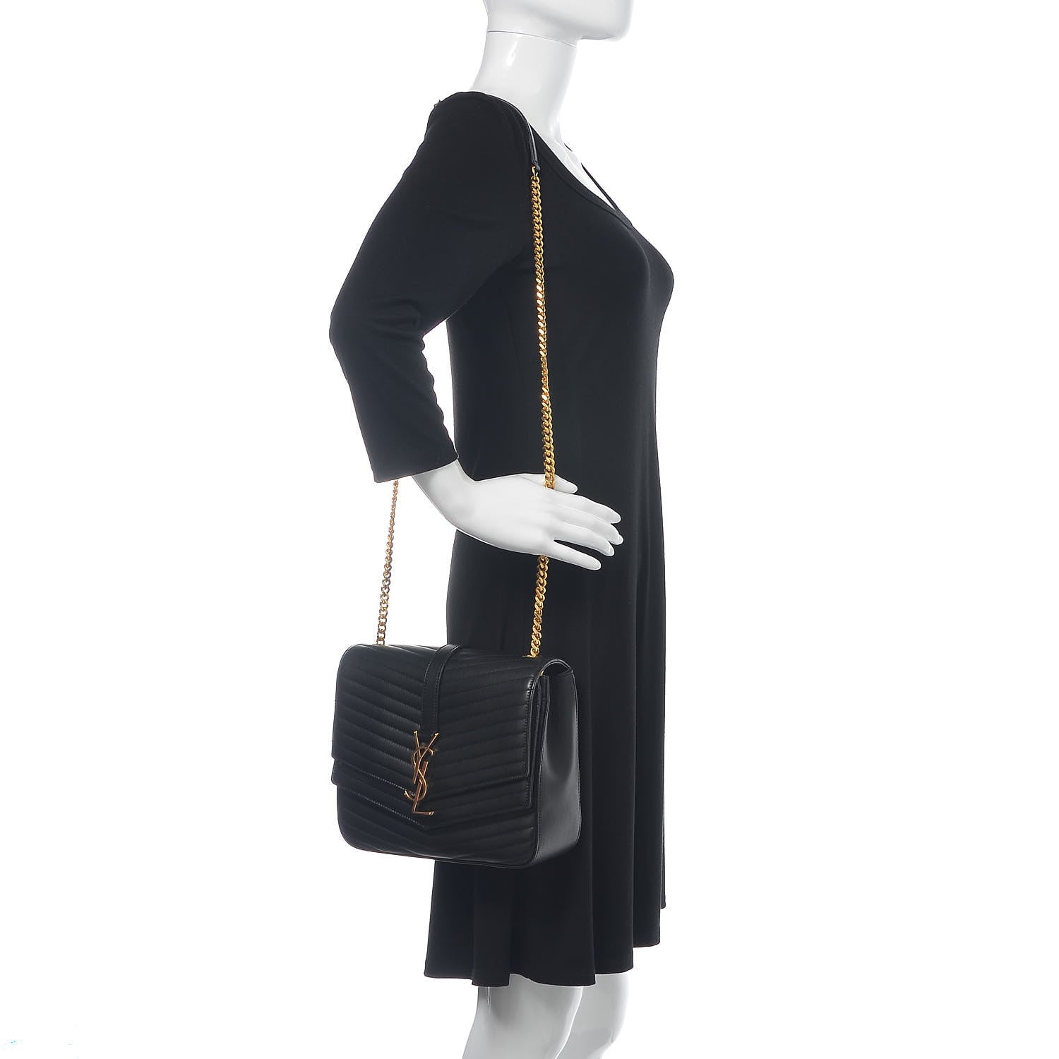 Saint Laurent Lambskin Matelasse Chevron Monogram Medium Sulpice Bag Black 2 of 16