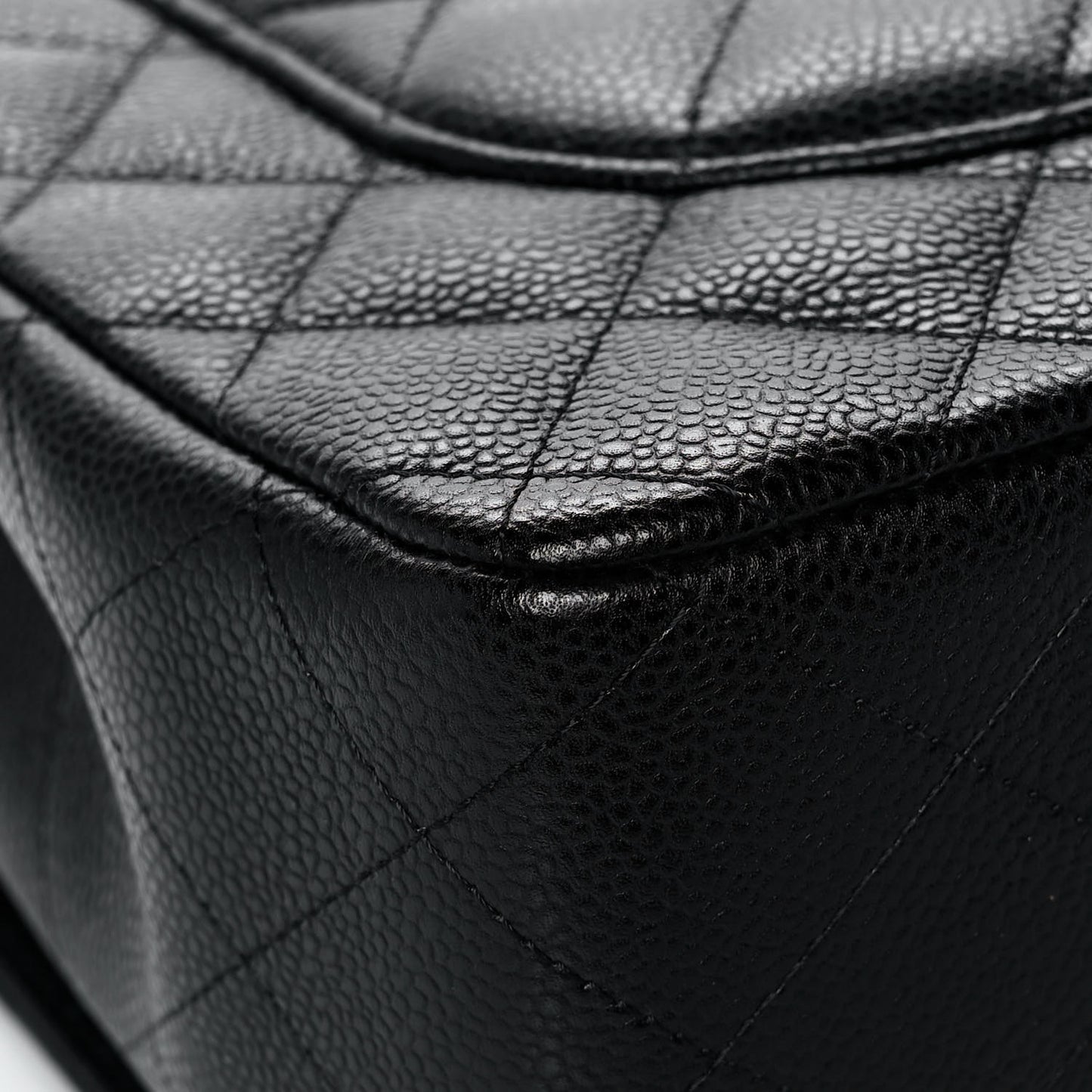 Caviar Quilted Jumbo Double Flap Black