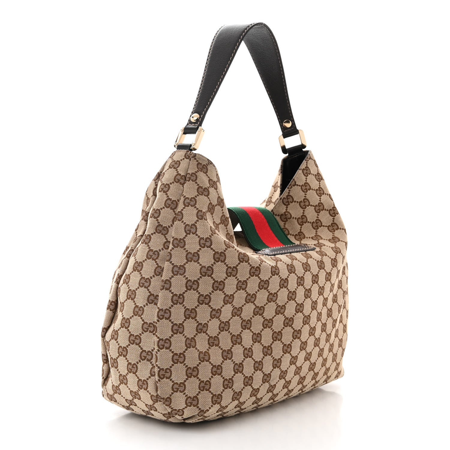 Gucci Monogram Large New Ladies Web Hobo Dark Brown 3 of 10