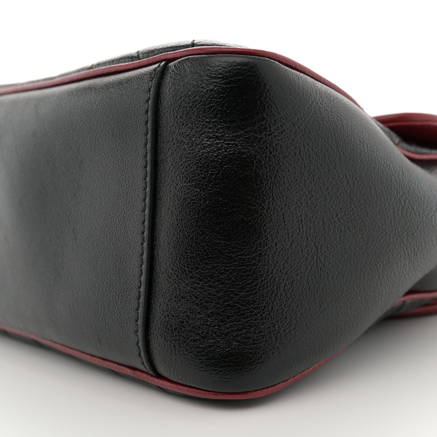 Gucci Vintage Effect Calfskin Matelasse Diagonal Small Torchon GG Marmont Top Handle Shoulder Bag Black Romantic Cherry 10 of 14