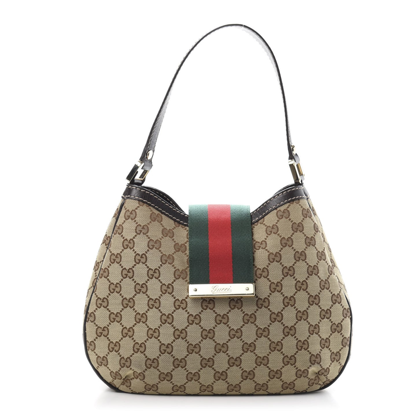 Monogram Medium New Ladies Web Hobo Dark Brown