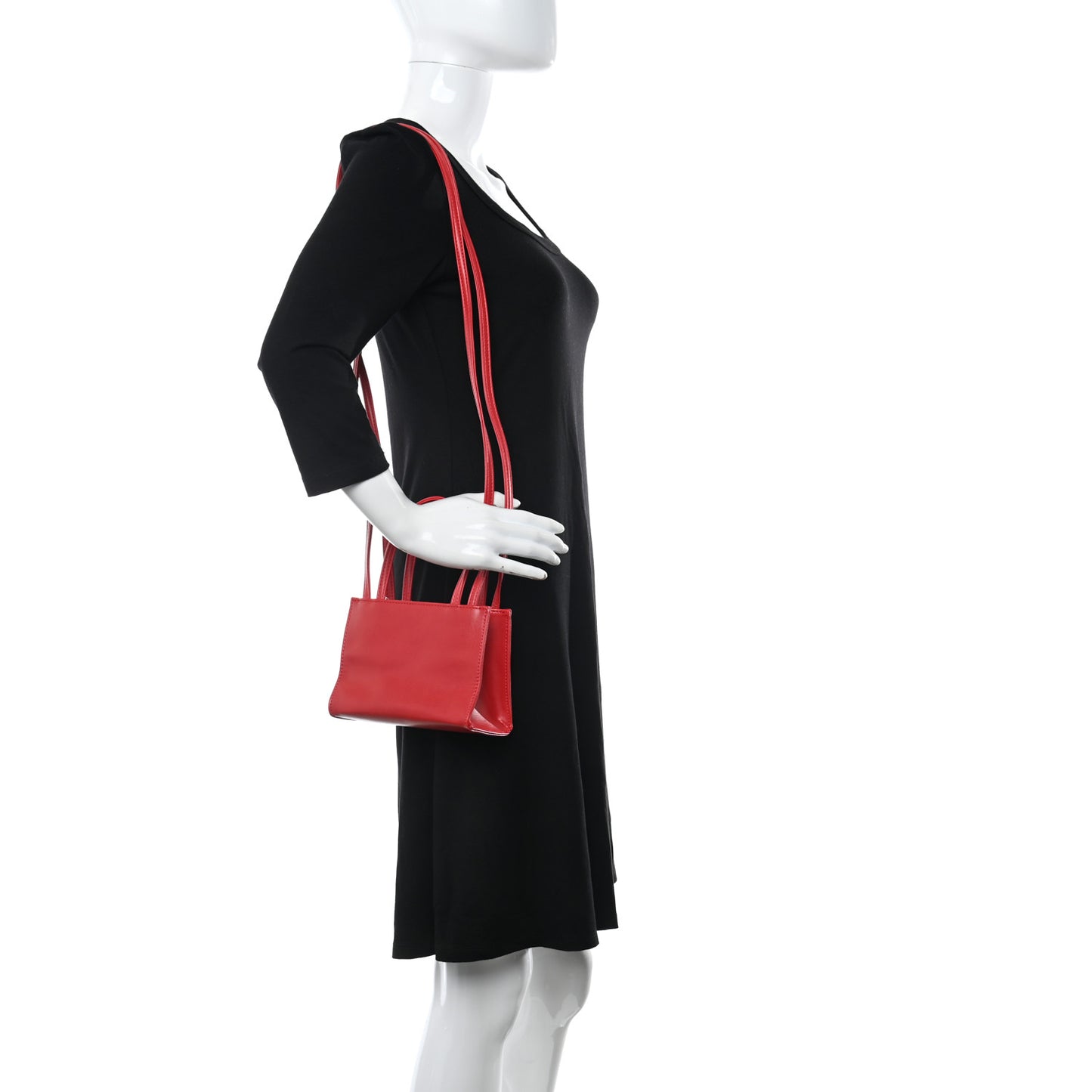 Vegan Leather Small Shopping Bag Red