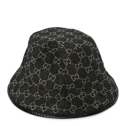 Gucci Jacquard Denim GG Monogram Oscar Bucket Hat M Black Ivory 4 of 9