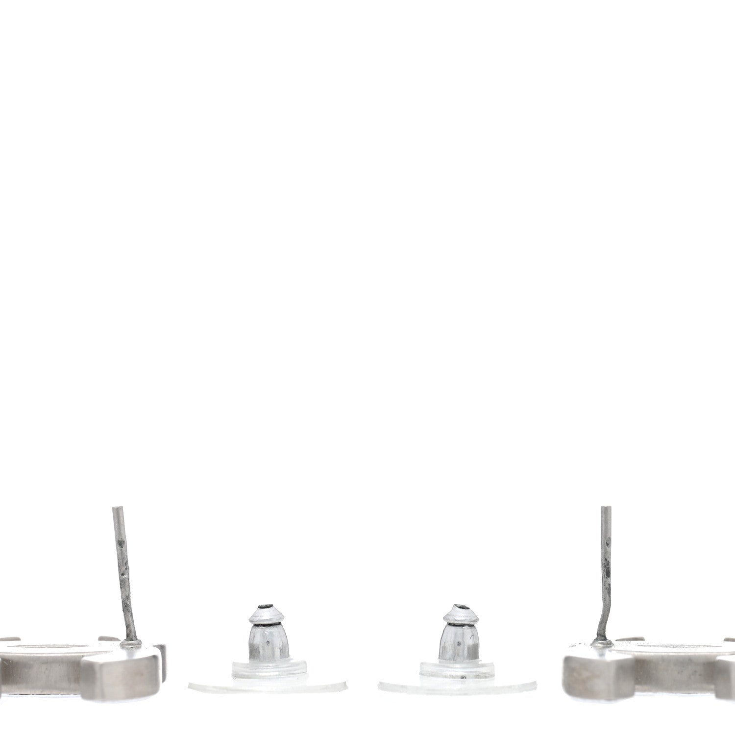 Chanel Lambskin CC Earrings Black Silver 3 of 4