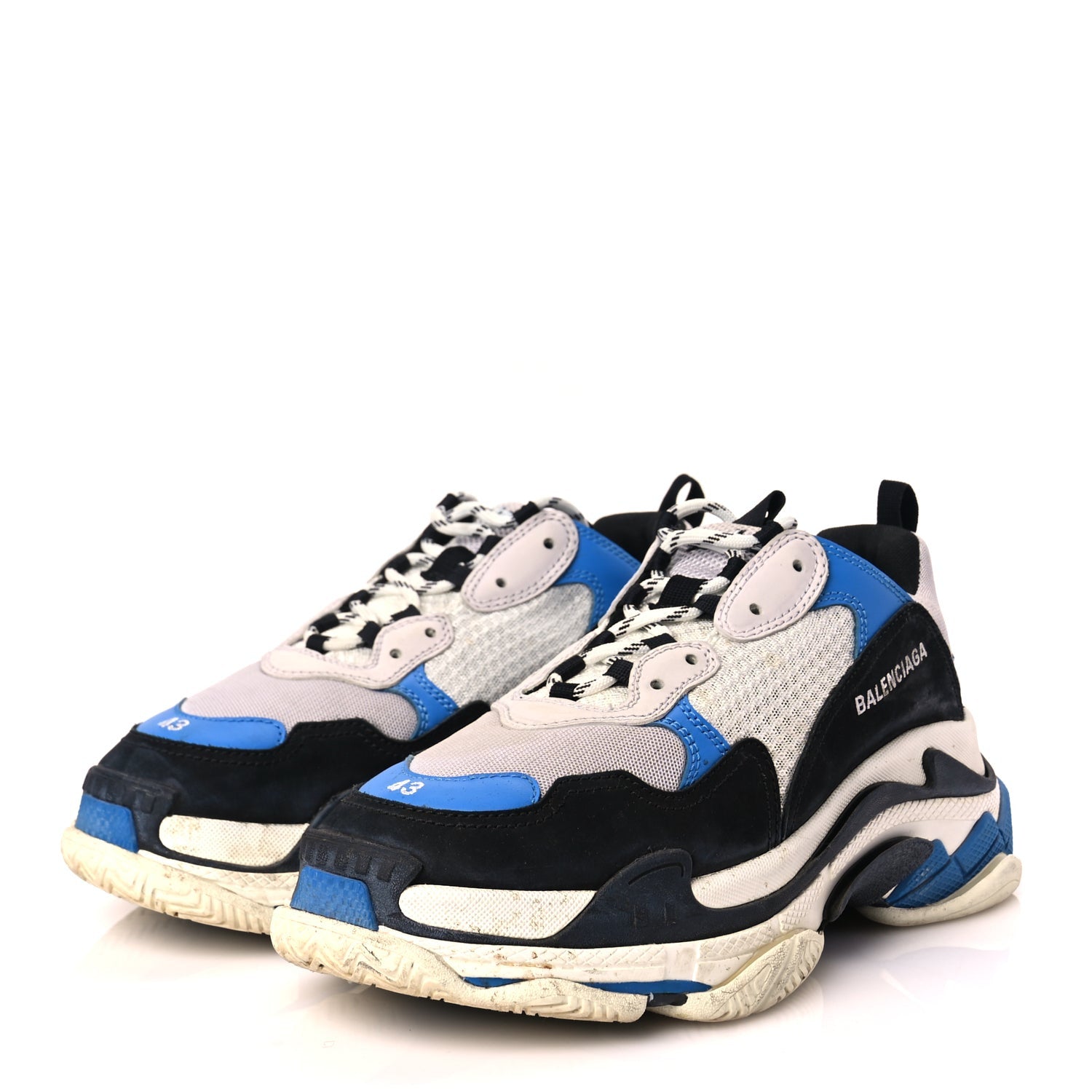 Balenciaga Fabric Mesh Mens Triple S Sneakers 43 Black Blue White 4 of 10