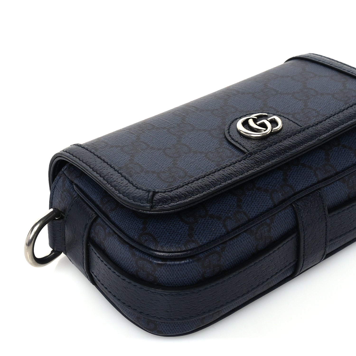 Gucci GG Supreme Monogram Web Mini Ophidia Flap Shoulder Bag  Navy 9 of 9