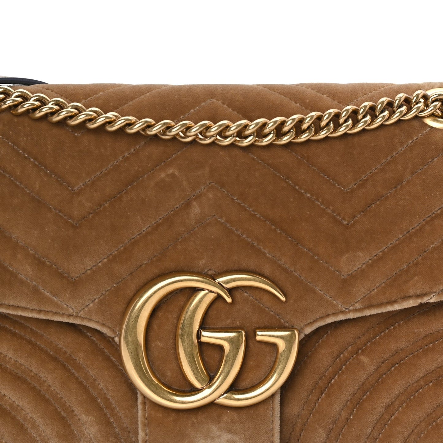 Velvet Matelasse Medium GG Marmont Shoulder Bag  Taupe