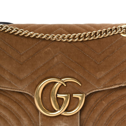 Gucci Velvet Matelasse Medium GG Marmont Shoulder Bag  Taupe 6 of 7