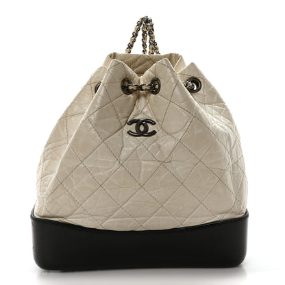 Chanel Aged Calfskin Quilted Small Gabrielle Backpack Black White 1 of 11