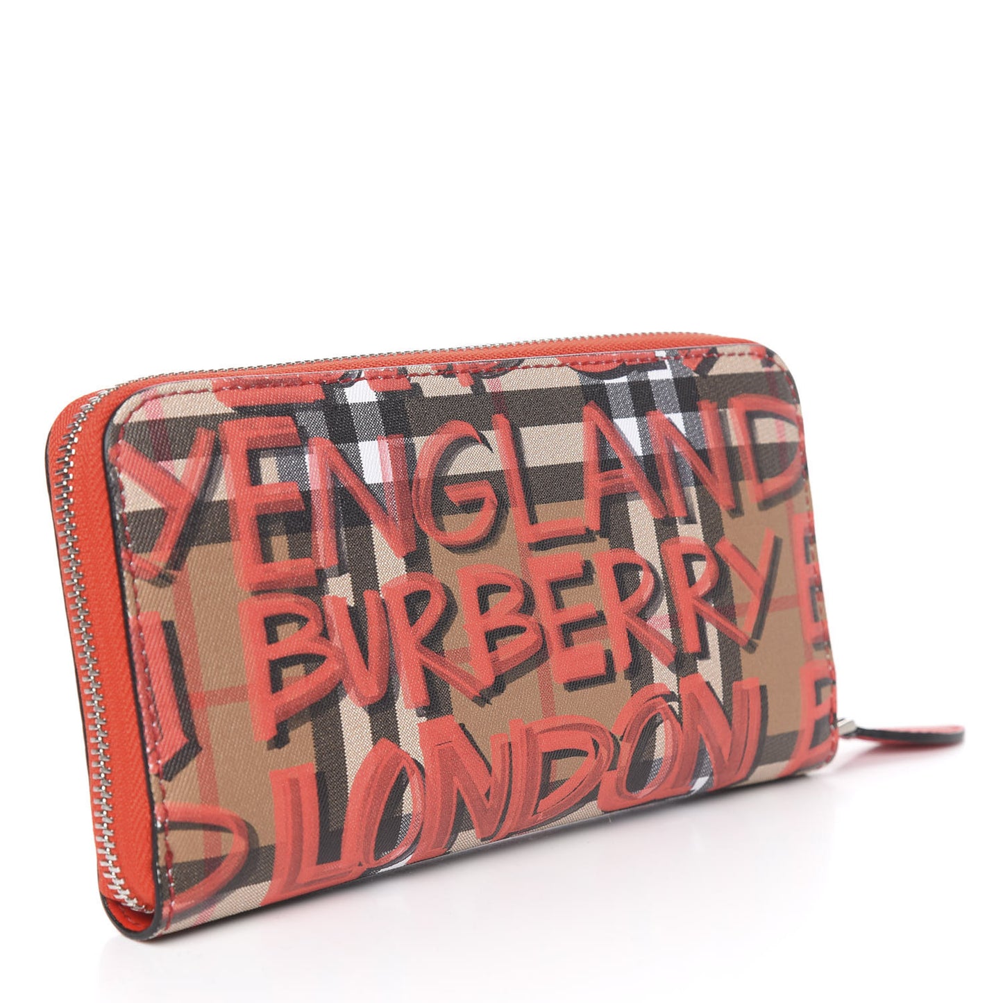 Haymarket Check Graffiti Print Zip Around Wallet Red