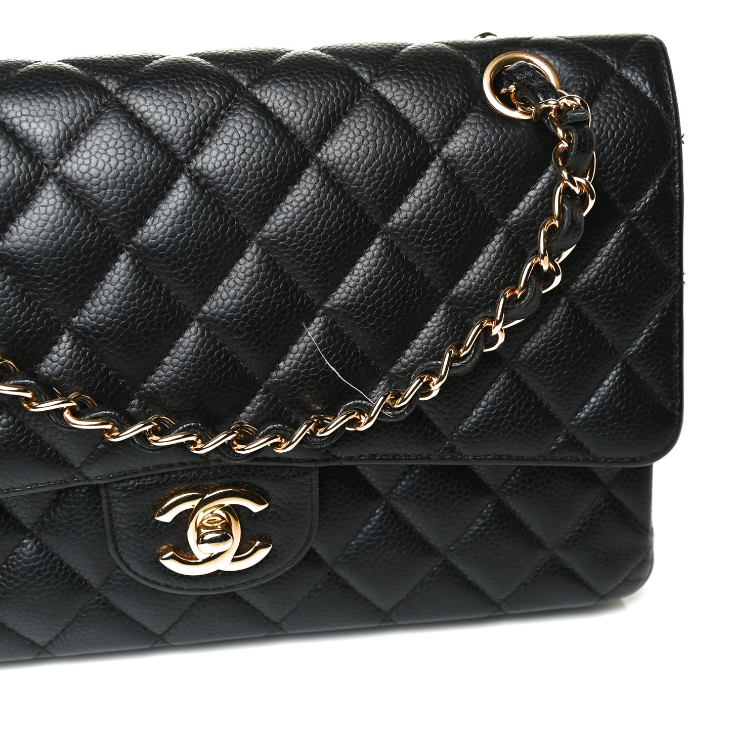 Caviar Quilted Medium Double Flap Black
