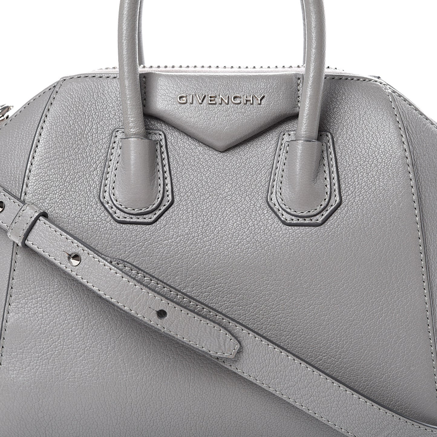 Sugar Goatskin Mini Antigona Pearl Grey