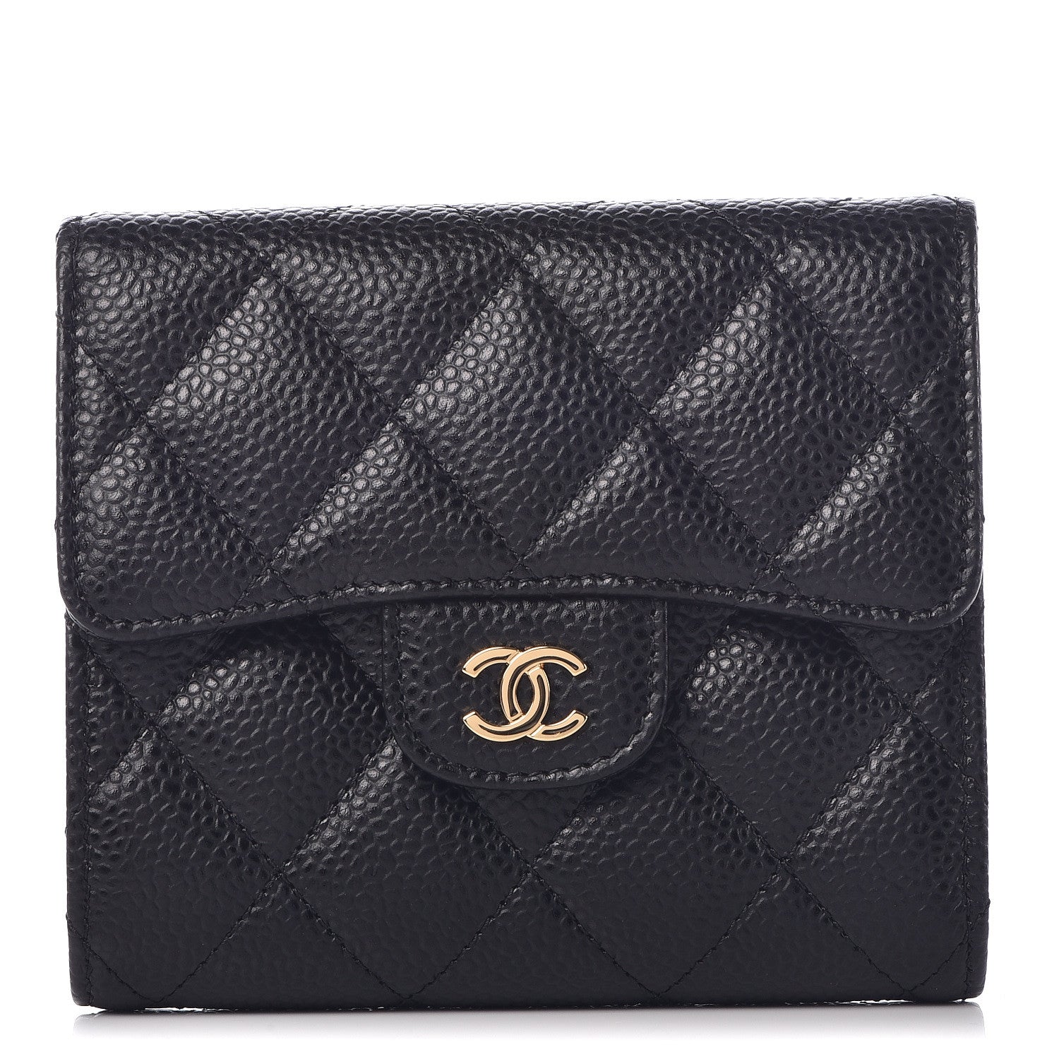 Chanel Caviar Quilted Compact Flap Wallet Black 1 of 9