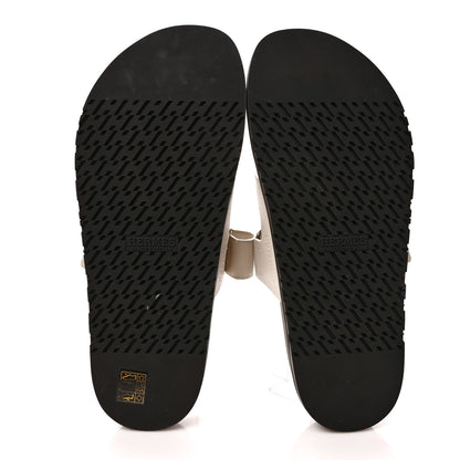 Hermes Epsom Mens Chypre Sandals 42.5 Beige Glaise 5 of 9