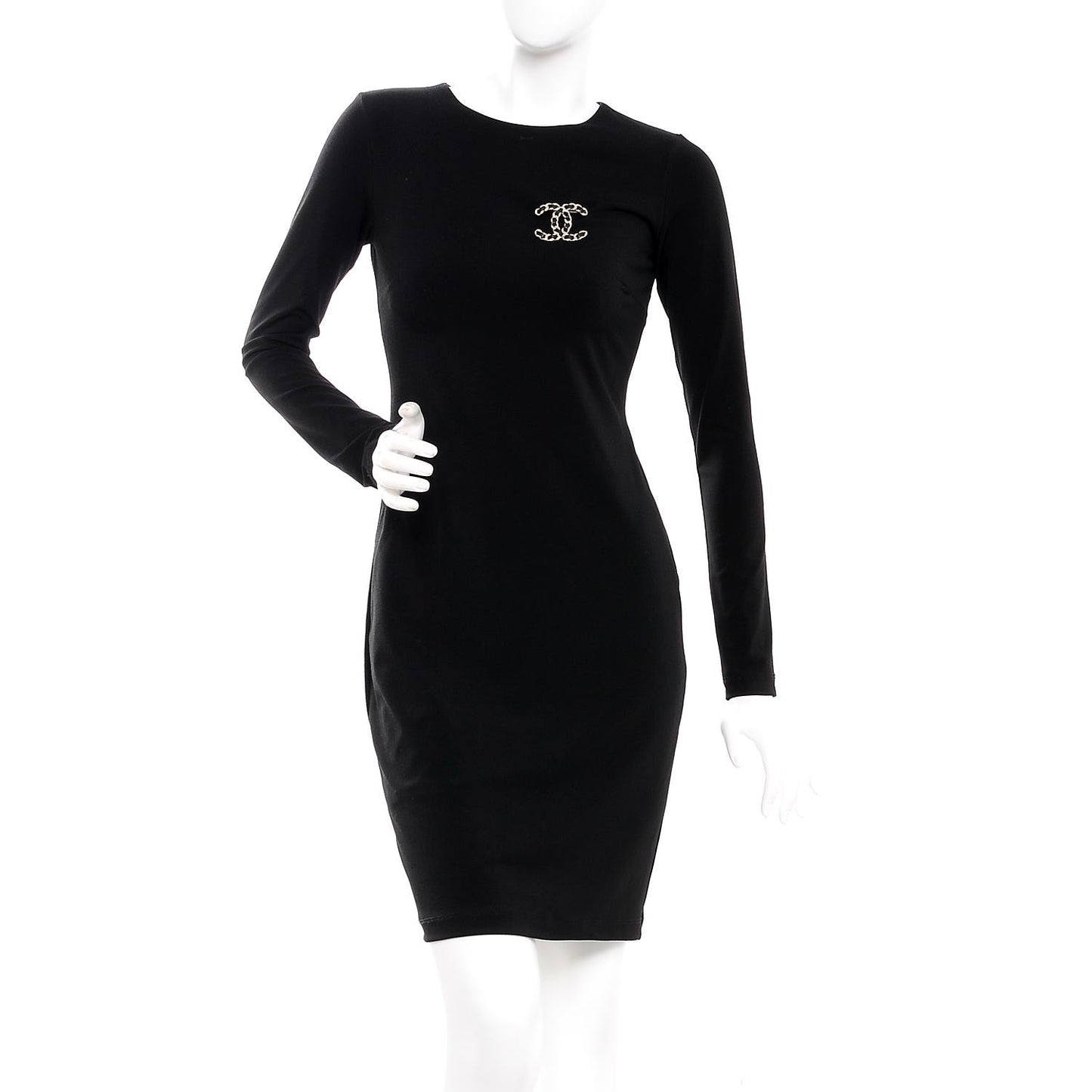 Lambskin Chain CC Brooch Black Gold