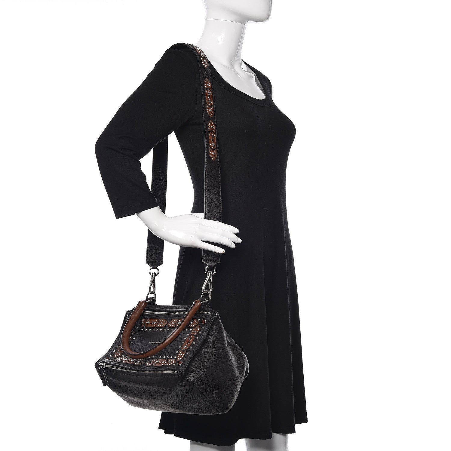 Givenchy Calfskin Small Studded Pandora Black Brown 2 of 8