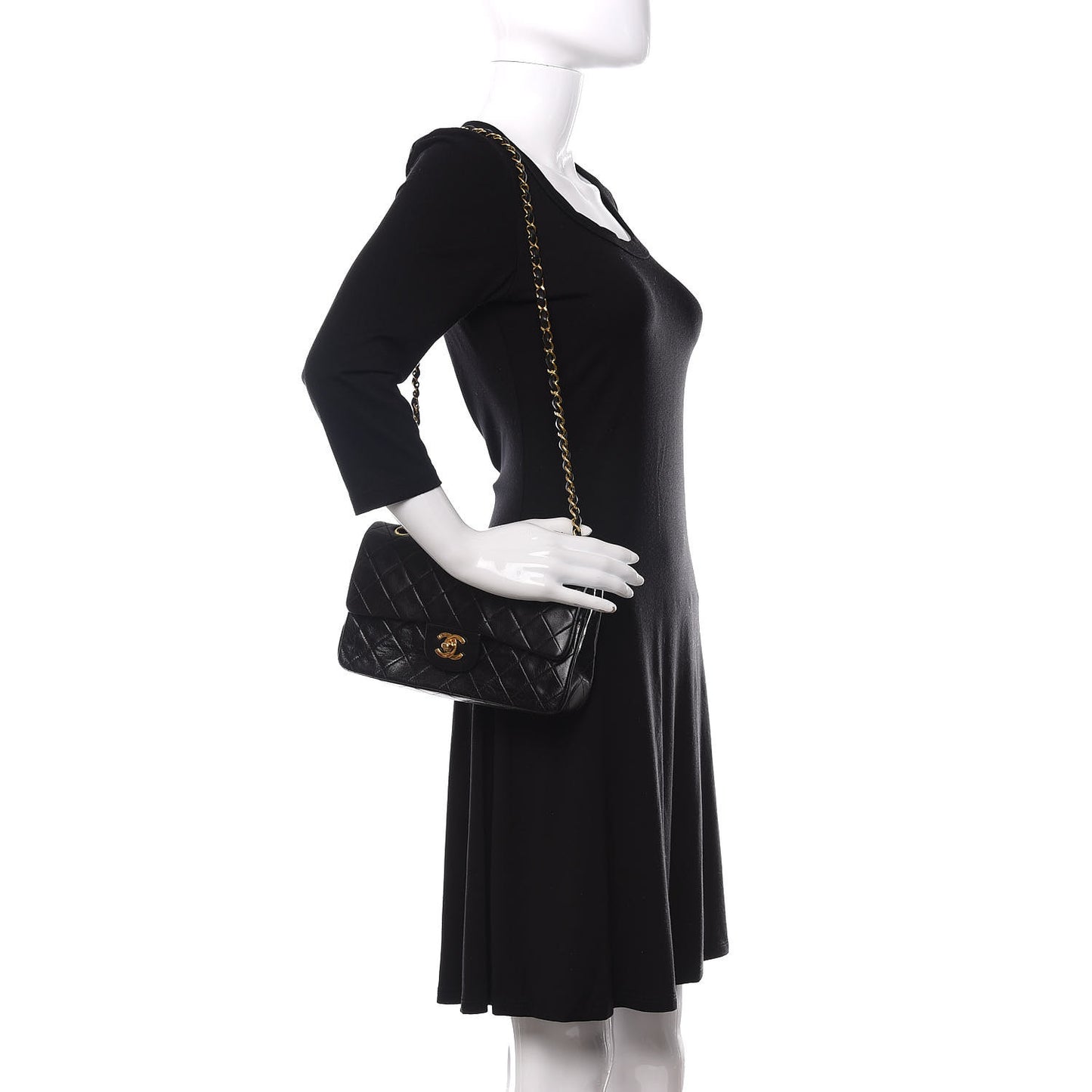 Lambskin Quilted Small Double Flap Black