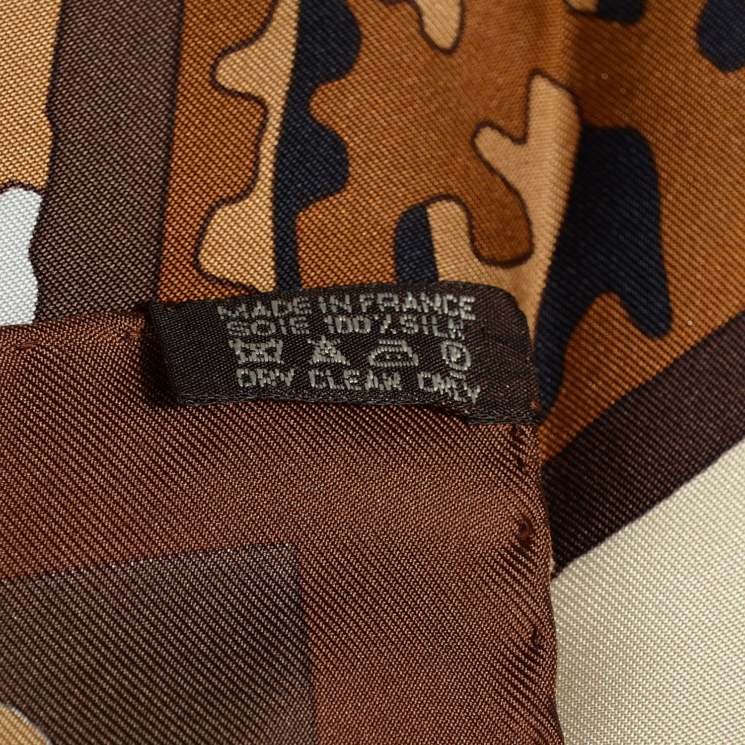 Hermes Silk Les Dix Cavaliers Scarf 90 Chocolate Beige Dore Blanc 6 of 6