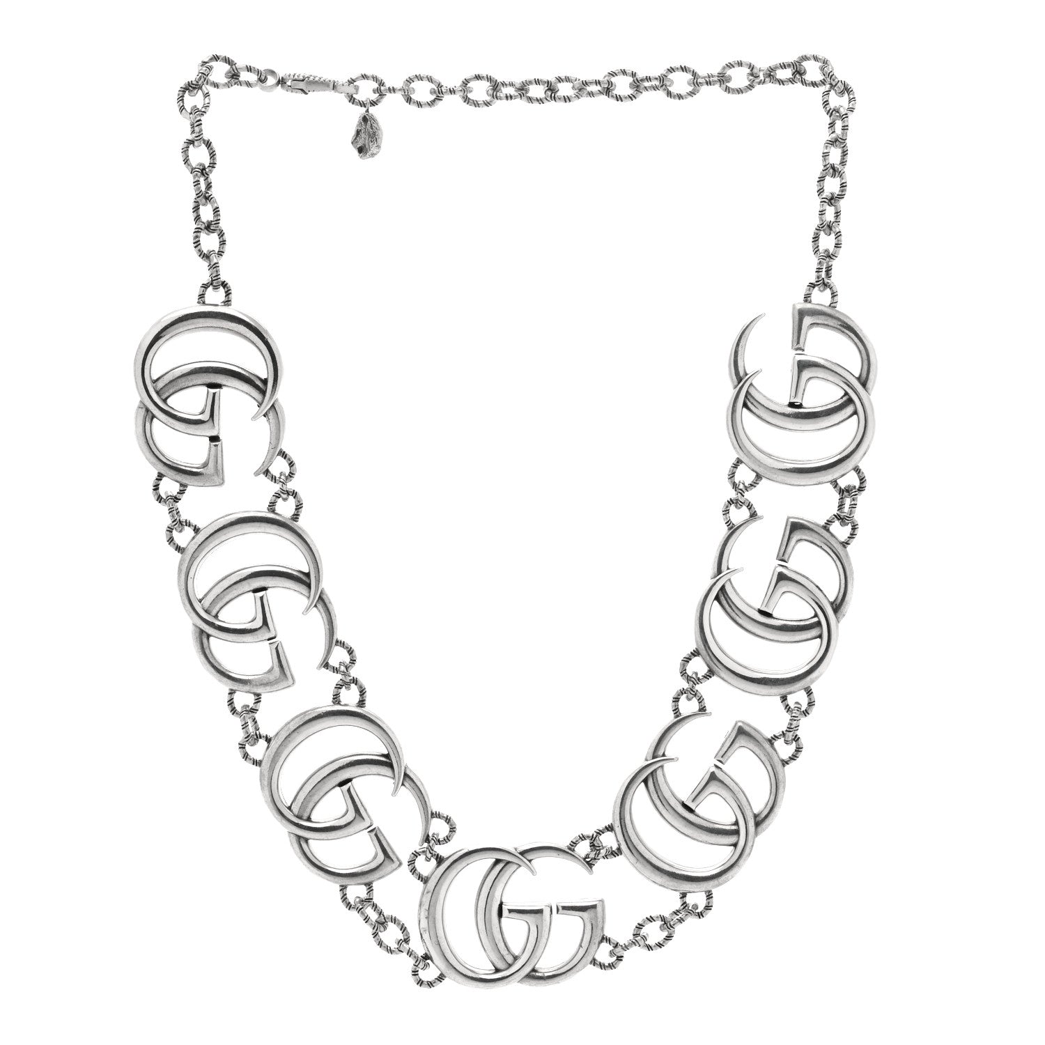 Gucci Sterling Silver Double G Marmont Statement Necklace 3 of 6