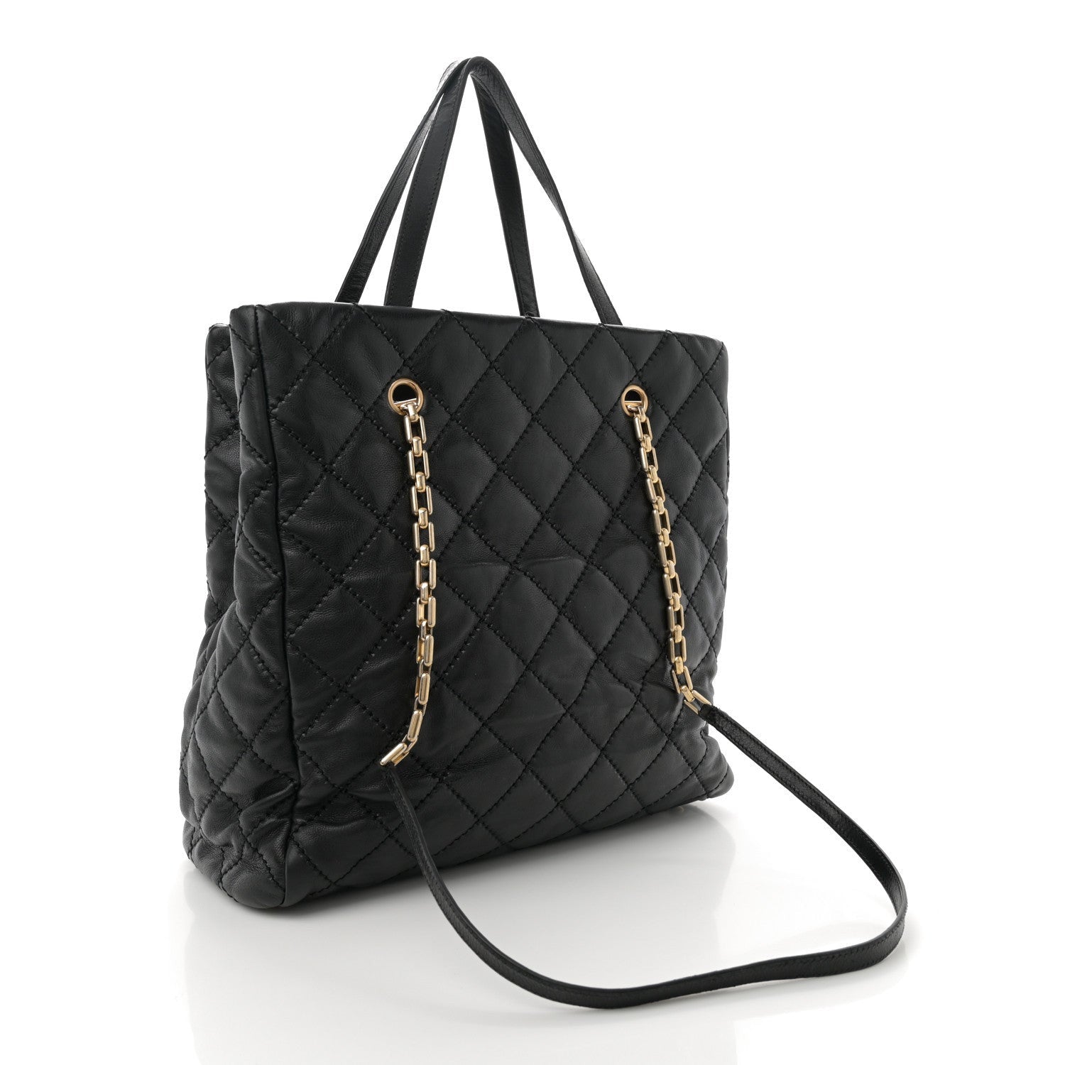 Chanel Calfskin Quilted Large Retro Chain Tote Black 3 of 7