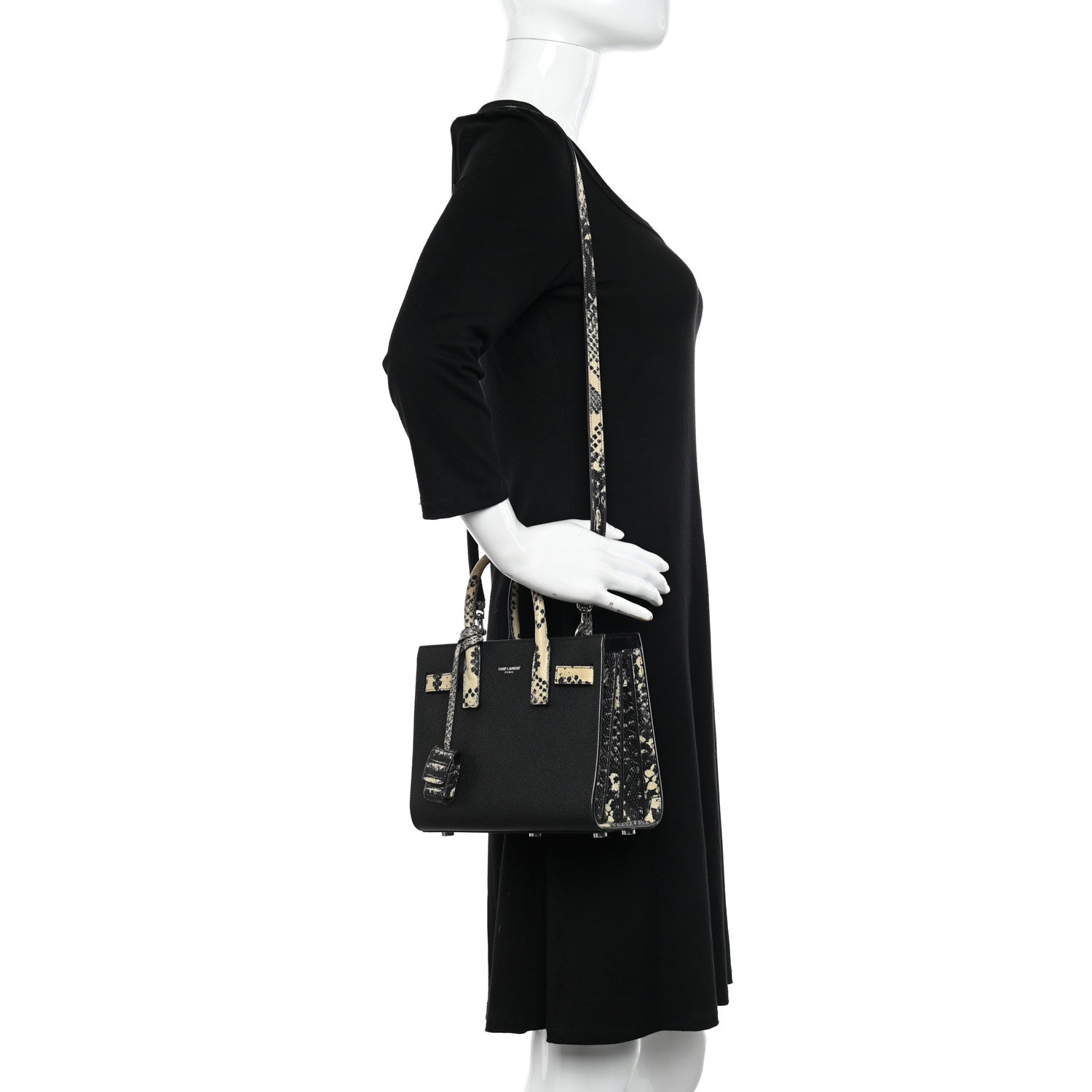 Saint Laurent Grained Calfskin Python Embossed Nano Sac De Jour Black 2 of 14