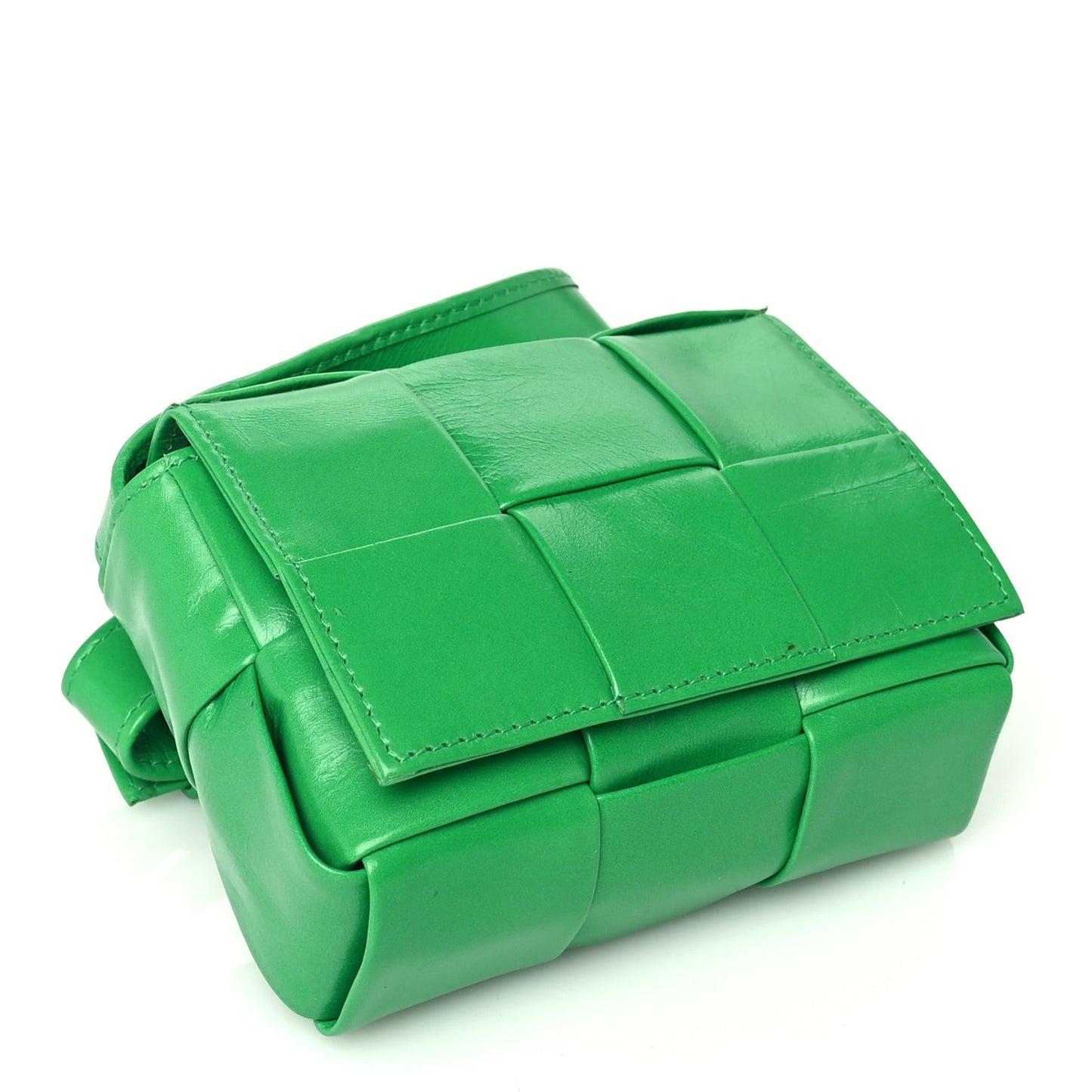 Crinkled Lambskin Maxi Intrecciato Extra Mini Cassette Crossbody Bag  Parakeet
