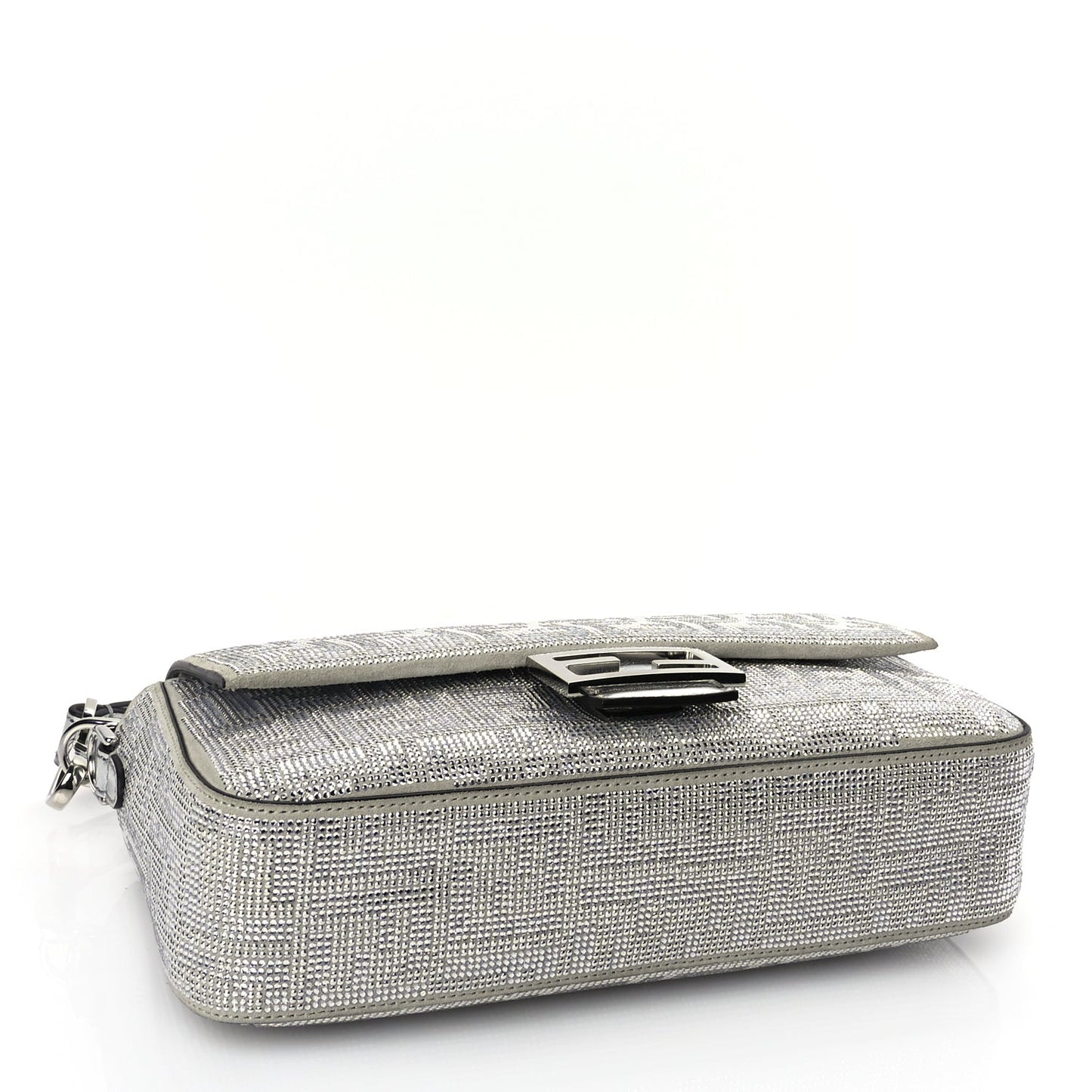 Crystal Vitello Laminato FF Medium Baguette Crystal Argento