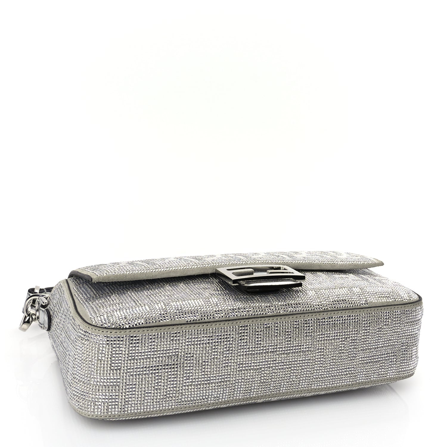 Fendi Crystal Vitello Laminato FF Medium Baguette Crystal Argento 3 of 8
