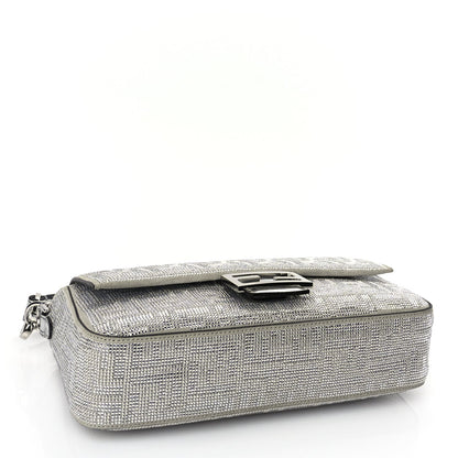 Fendi Crystal Vitello Laminato FF Medium Baguette Crystal Argento 3 of 8