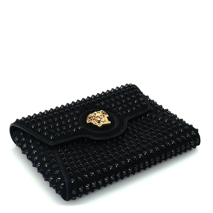 Versace Suede Studded Medusa Chain Clutch Black 3 of 8