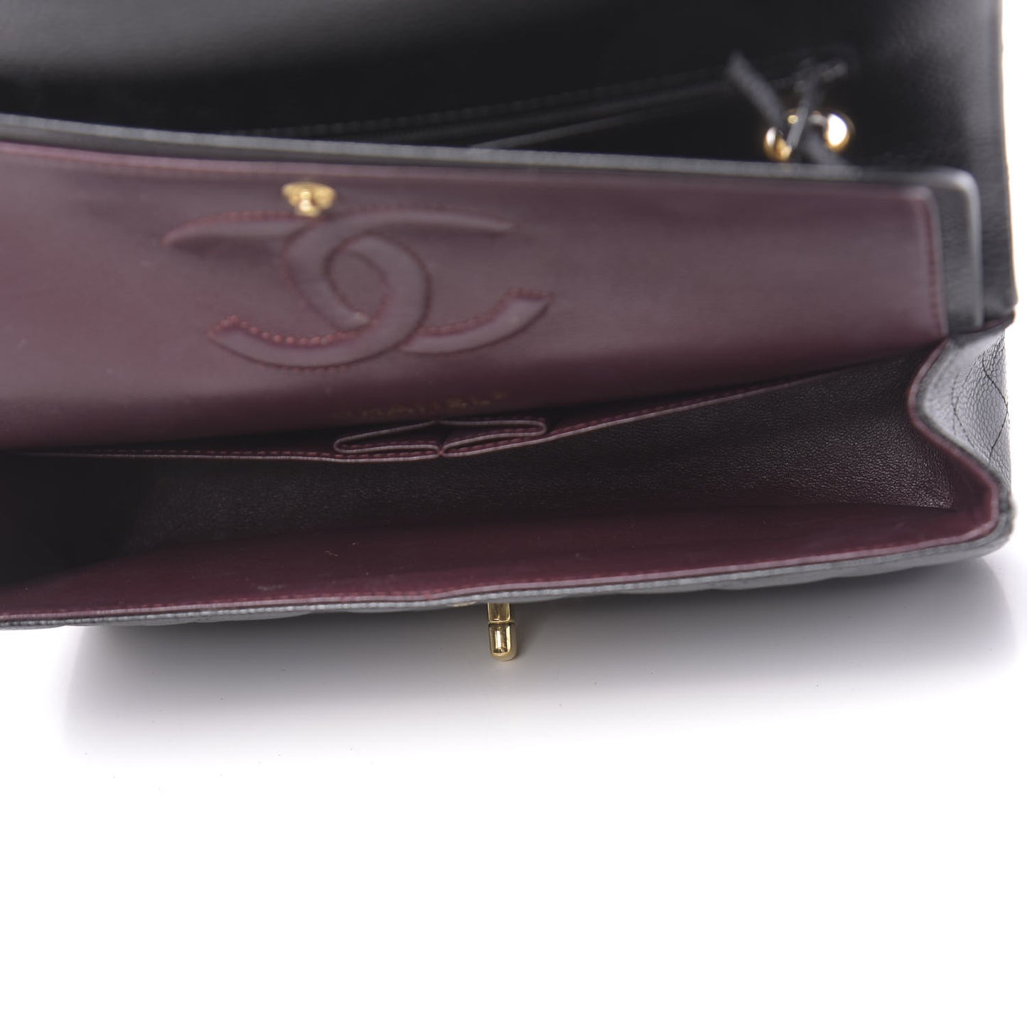 Caviar Quilted Medium Double Flap Black