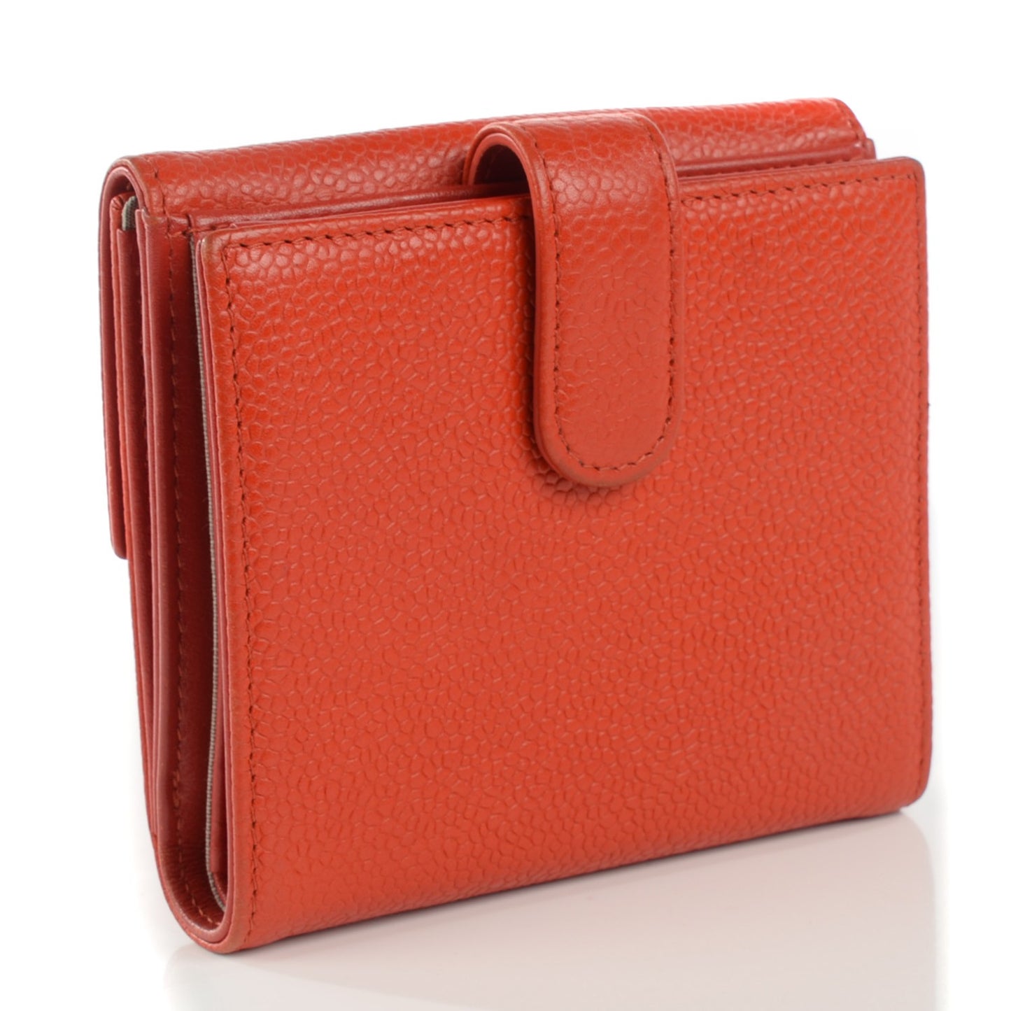 Caviar Small Timeless CC Flap Wallet Orange