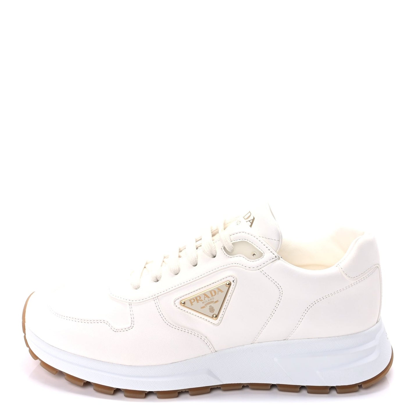 Nappa Metal Triangle Logo Mens Prax 01 45mm Sneakers 42.5  Avorio