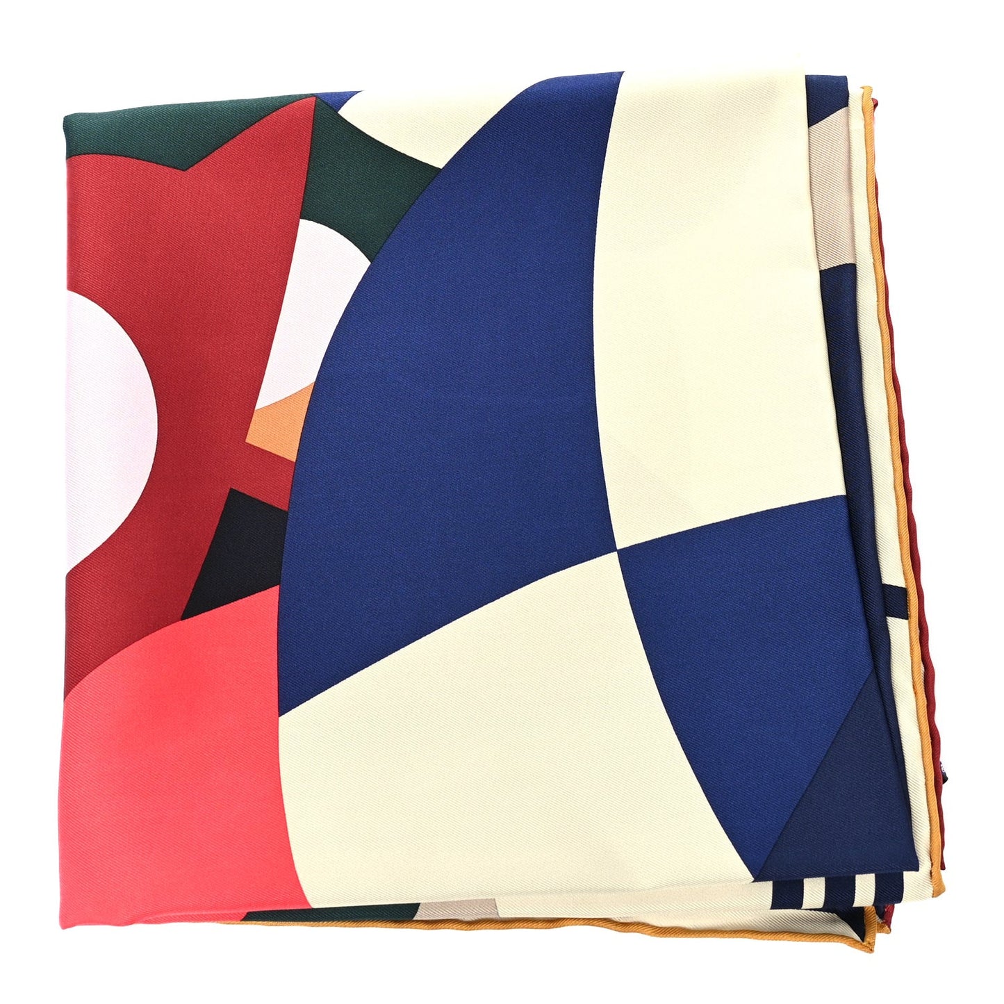 Silk 18-3-7 Scarf 90 Creme Marine Rose Vif