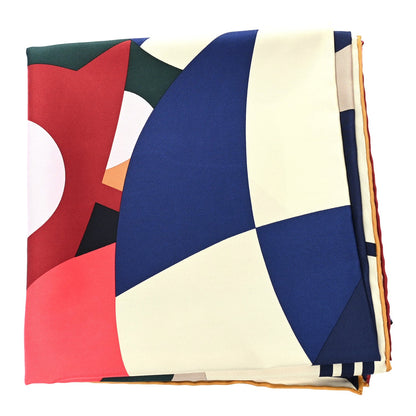 Hermes Silk 18-3-7 Scarf 90 Creme Marine Rose Vif 1 of 5