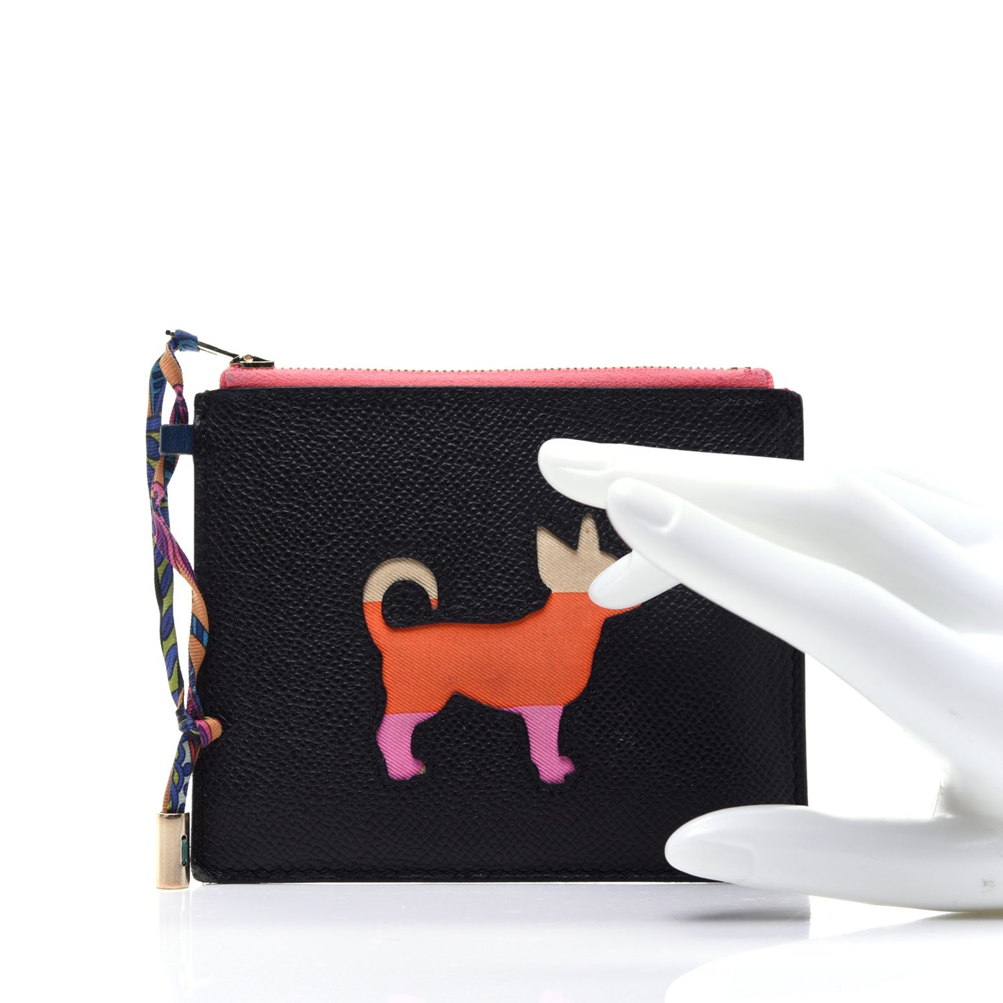 Epsom Swift Petit H Dog Flat Case Black Multicolor