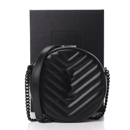Saint Laurent Calfskin Matelasse Chevron Round Vinyle Camera Bag Black 12 of 12
