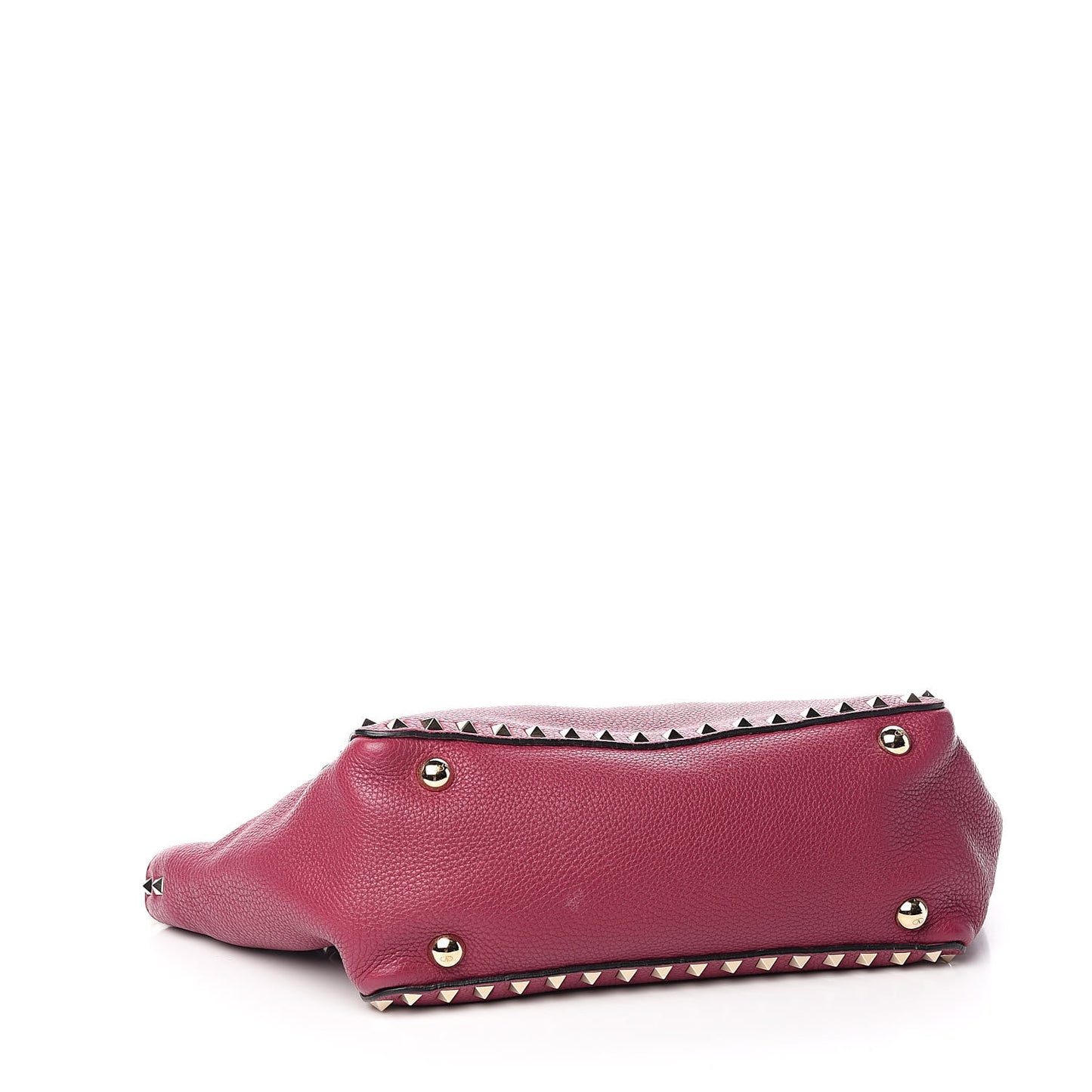 Grained Calfskin Small Rockstud Tote Deep Cyclamin