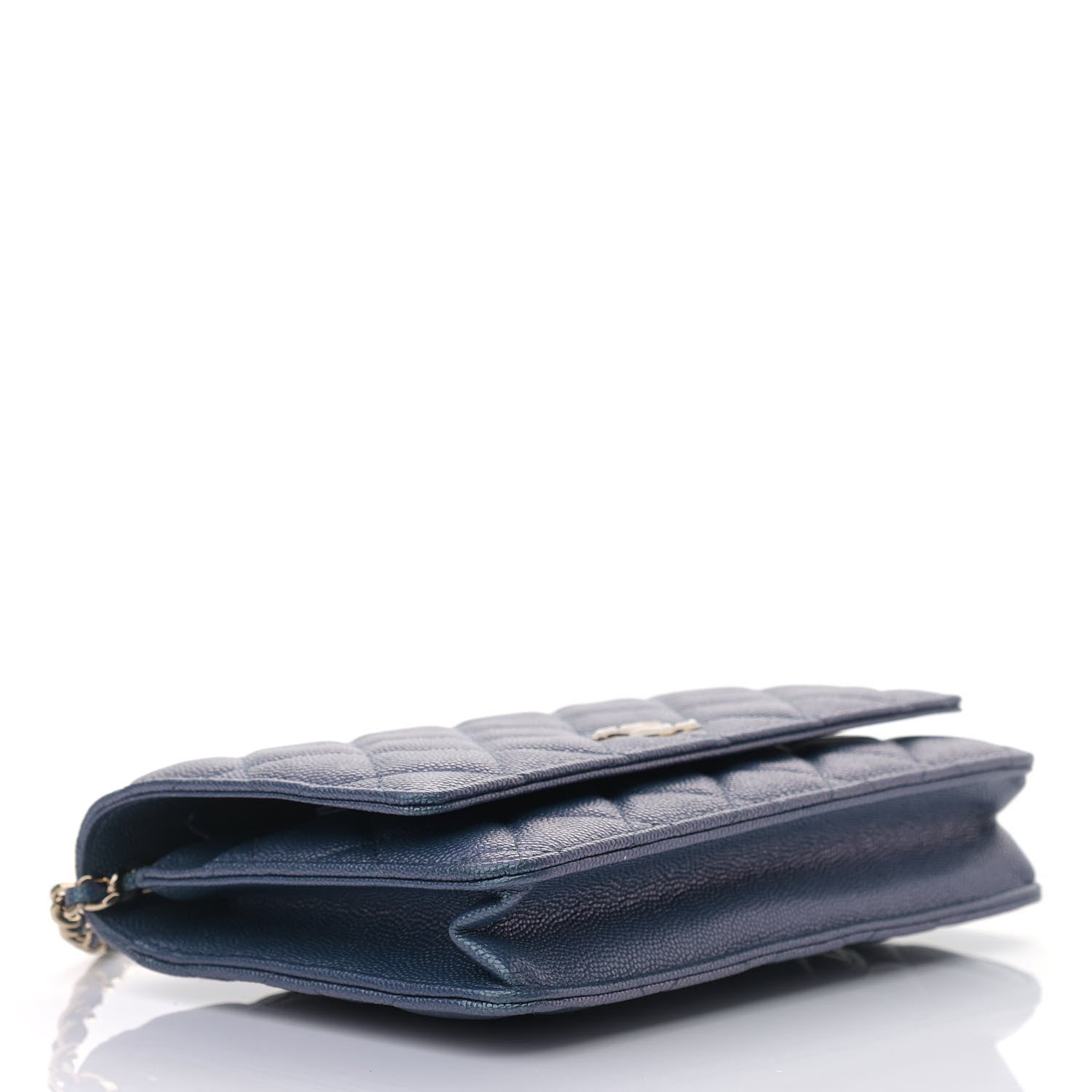 Chanel Iridescent Caviar Quilted Wallet On Chain WOC Dark Blue 3 of 9