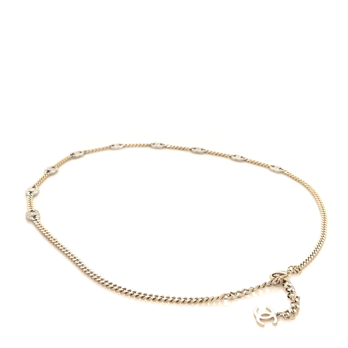 Crystal CC Chain Links Belt Gold Silver