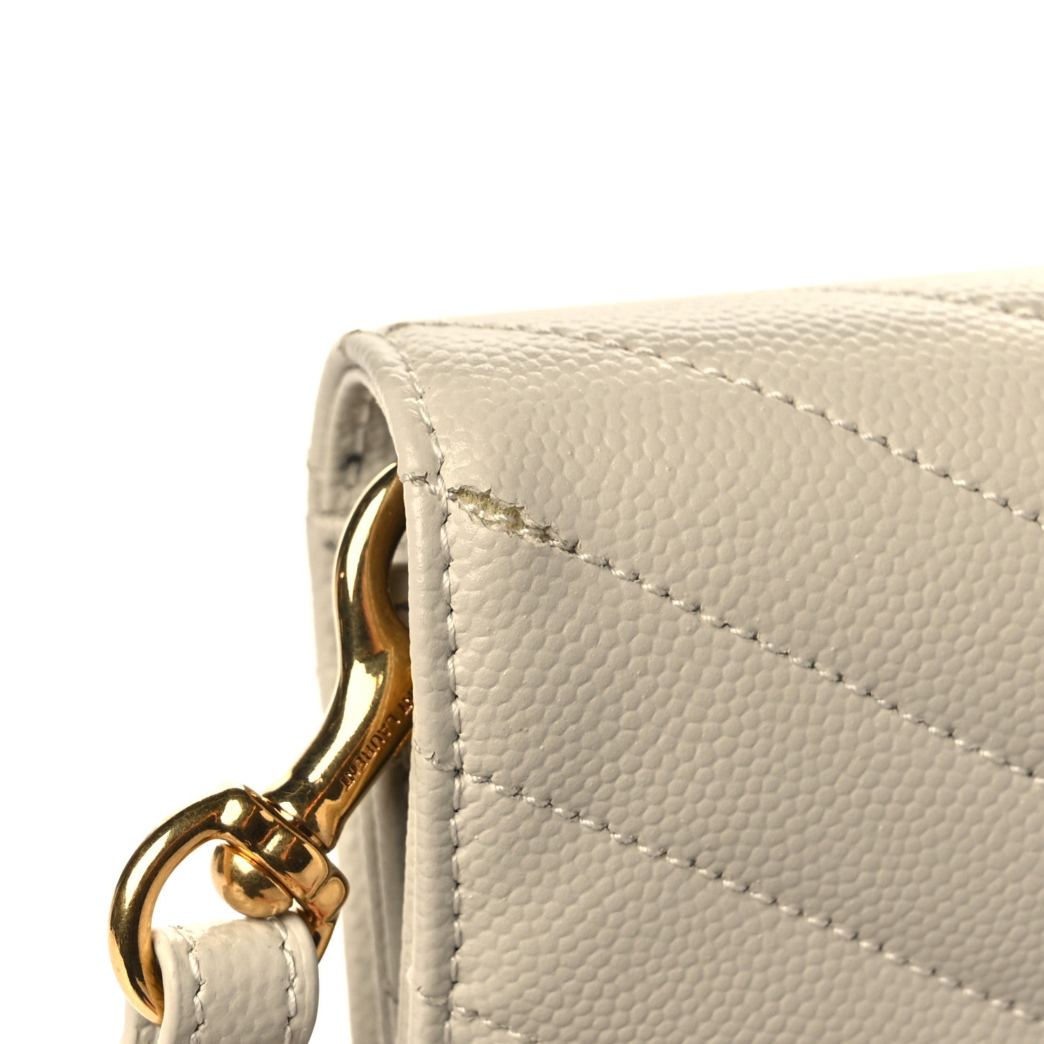 Saint Laurent Grain De Poudre Matelasse Chevron Monogram Envelope Clutch Crema Soft 8 of 8