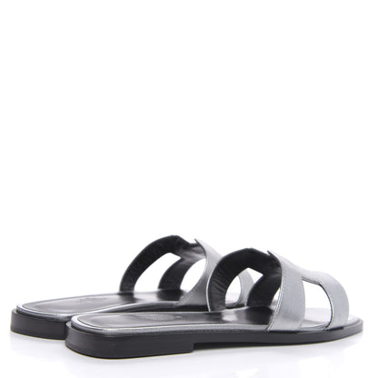 Hermes Metallic Madame Calfskin Oran Sandals 36.5 Argent 4 of 8