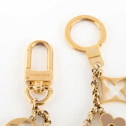 Louis Vuitton Brass Enamel Fleur De Monogram Bag Charm Chain Gold 4 of 4