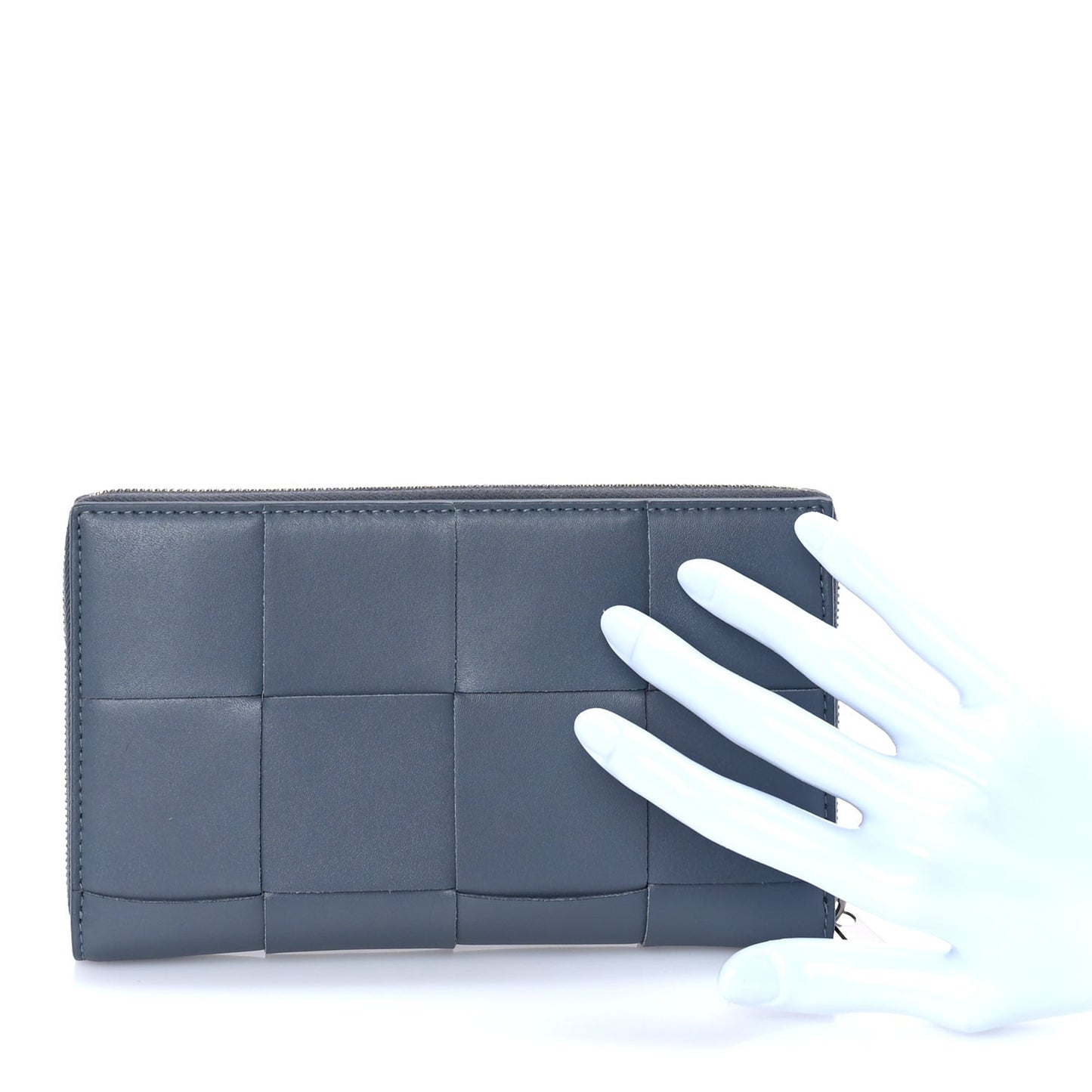 Calfskin Maxi Intrecciato Zip Around Wallet Thunder