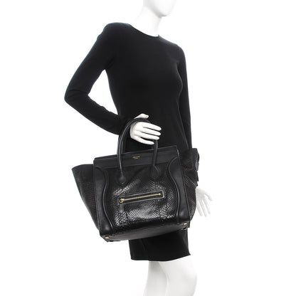 Celine Python Mini Luggage Black 2 of 11